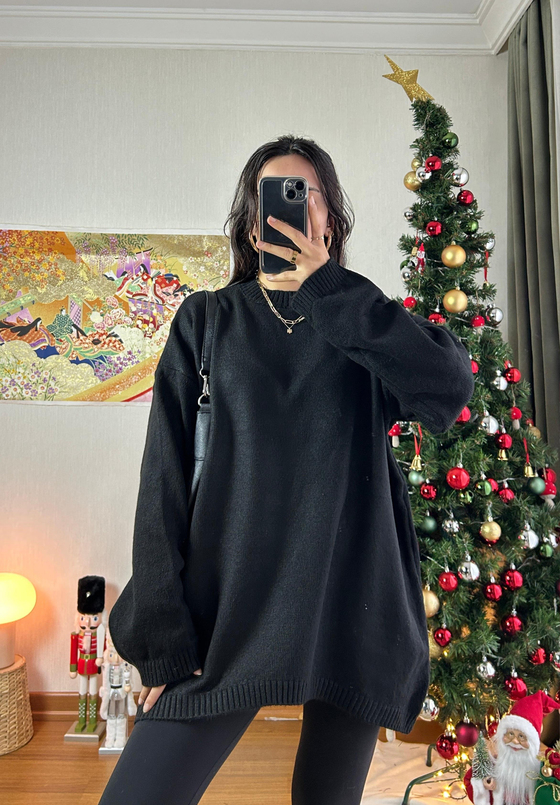 Mirua Basic Oversize Triko Kazak Siyah