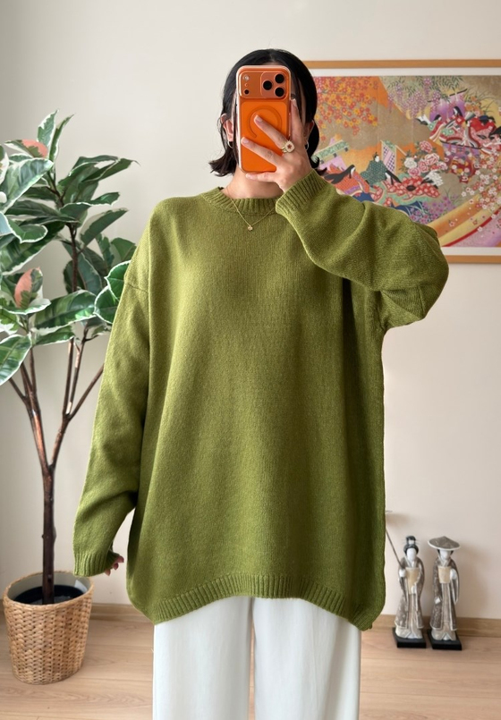 Mirua Basic Oversize Triko Kazak Yeşil