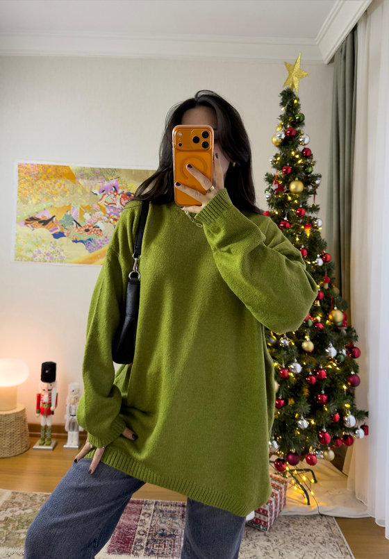 Mirua Basic Oversize Triko Kazak Yeşil