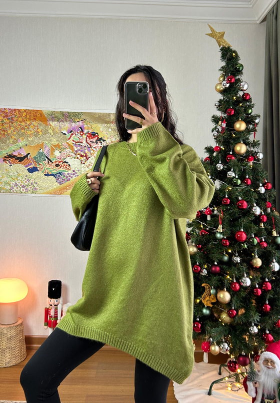 Mirua Basic Oversize Triko Kazak Yeşil