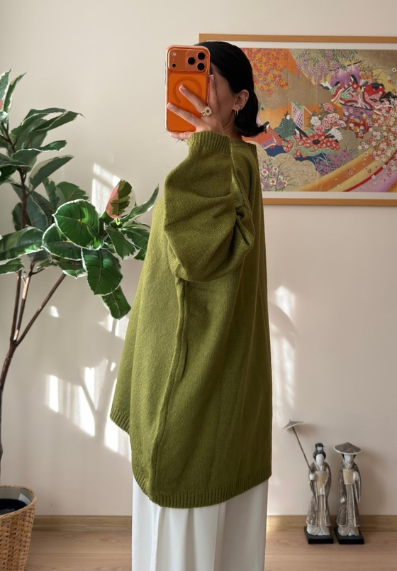 Mirua Basic Oversize Triko Kazak Yeşil