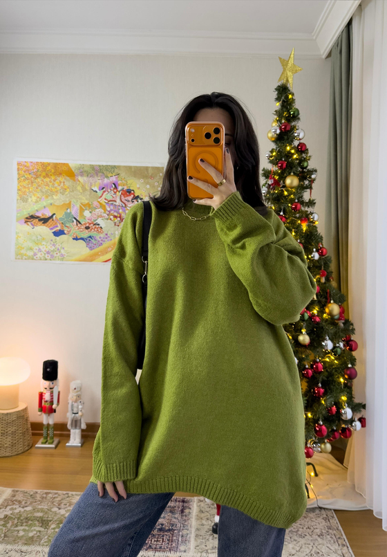 Mirua Basic Oversize Triko Kazak Yeşil