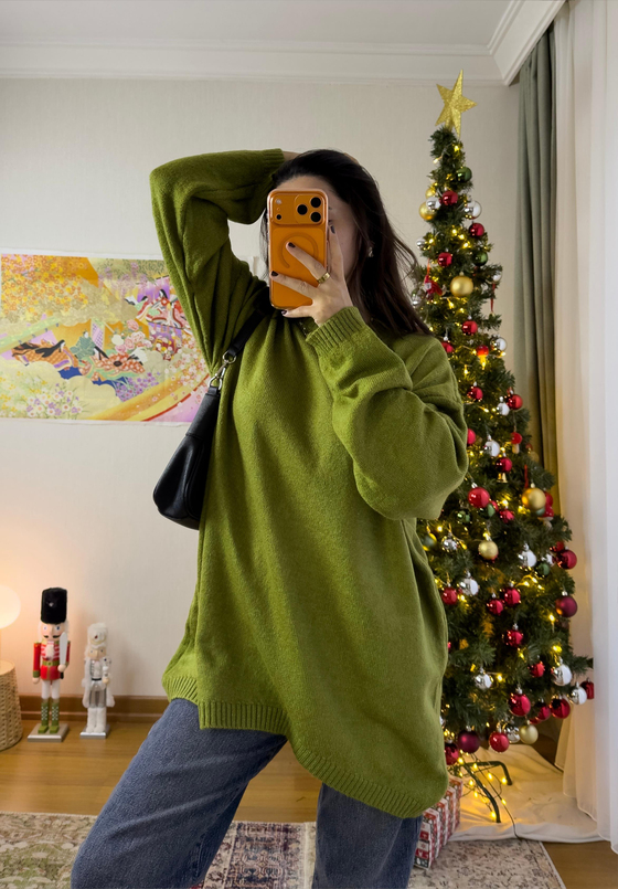 Mirua Basic Oversize Triko Kazak Yeşil