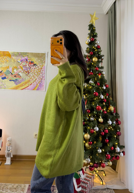 Mirua Basic Oversize Triko Kazak Yeşil