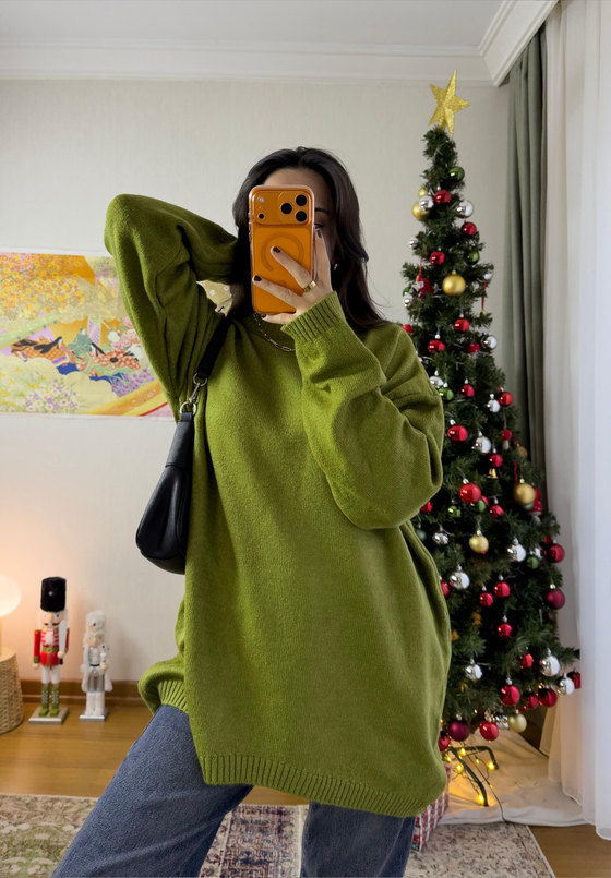 Mirua Basic Oversize Triko Kazak Yeşil