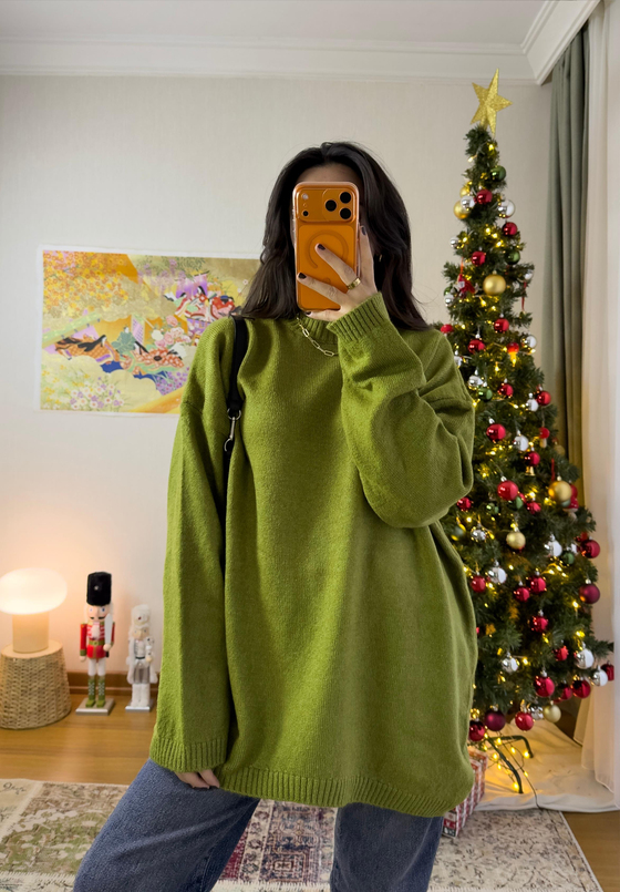 Mirua Basic Oversize Triko Kazak Yeşil
