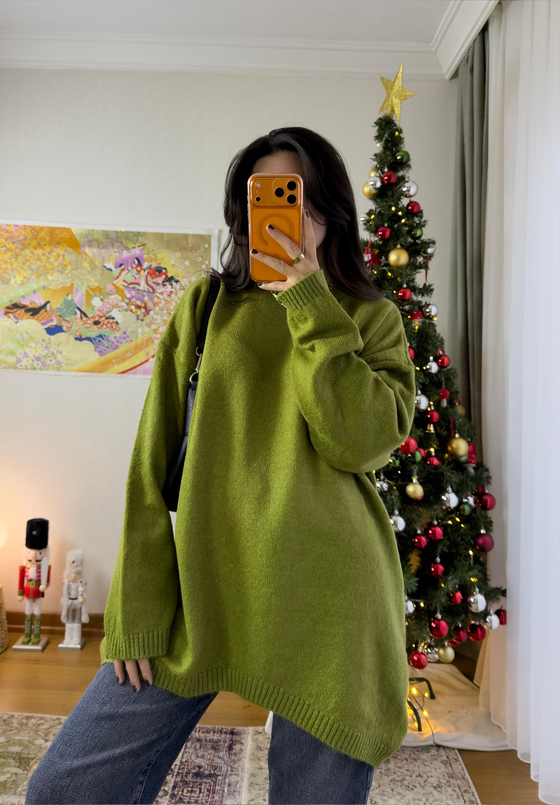 Mirua Basic Oversize Triko Kazak Yeşil