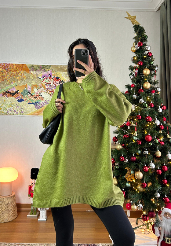 Mirua Basic Oversize Triko Kazak Yeşil