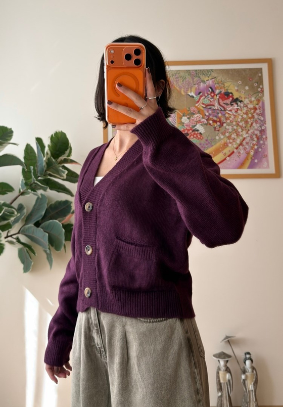 Miyuko Basic Çift Cepli Hırka Mürdüm