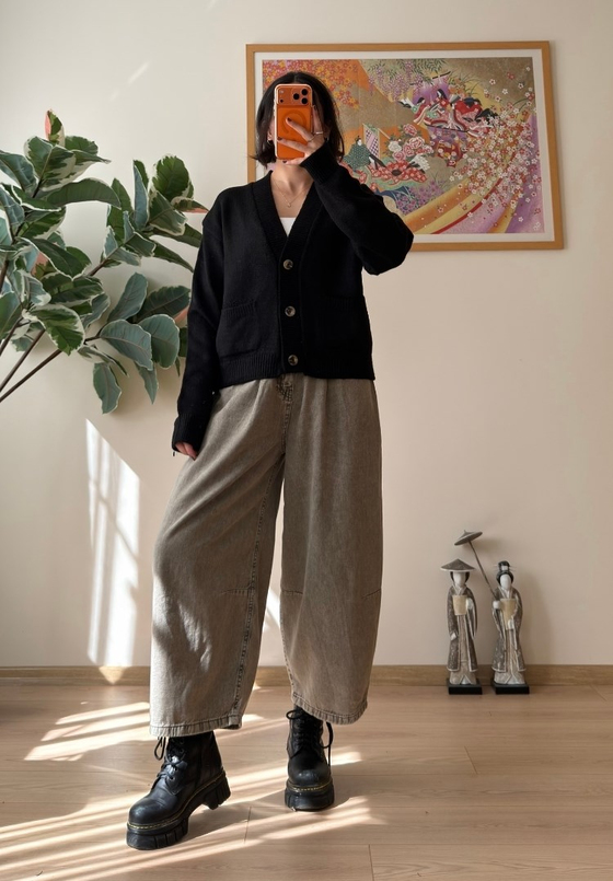 Miyuko Basic Çift Cepli Hırka Siyah