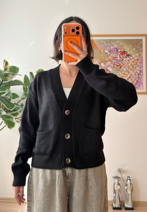 Miyuko Basic Çift Cepli Hırka Siyah