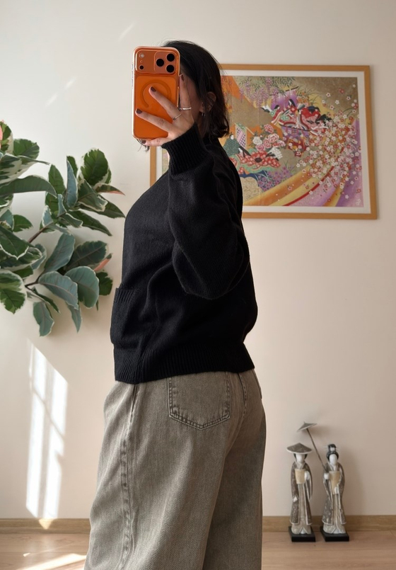 Miyuko Basic Çift Cepli Hırka Siyah