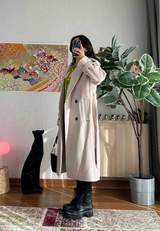 Mizuki Kaşe Kaban Bej