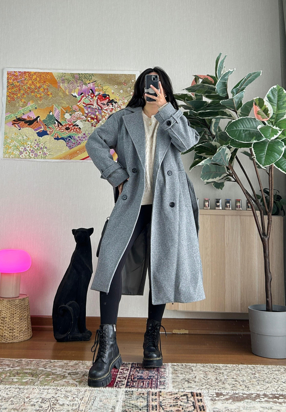 Mizuki Kaşe Kaban Gri