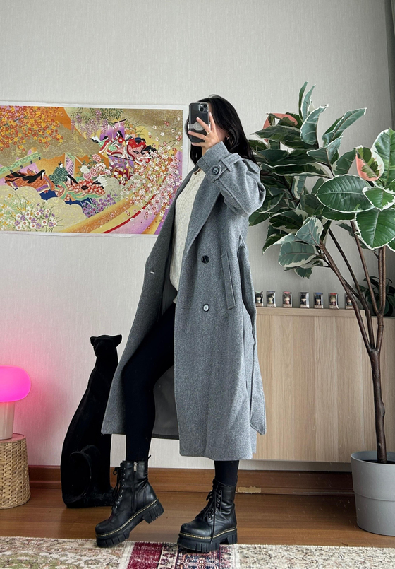 Mizuki Kaşe Kaban Gri