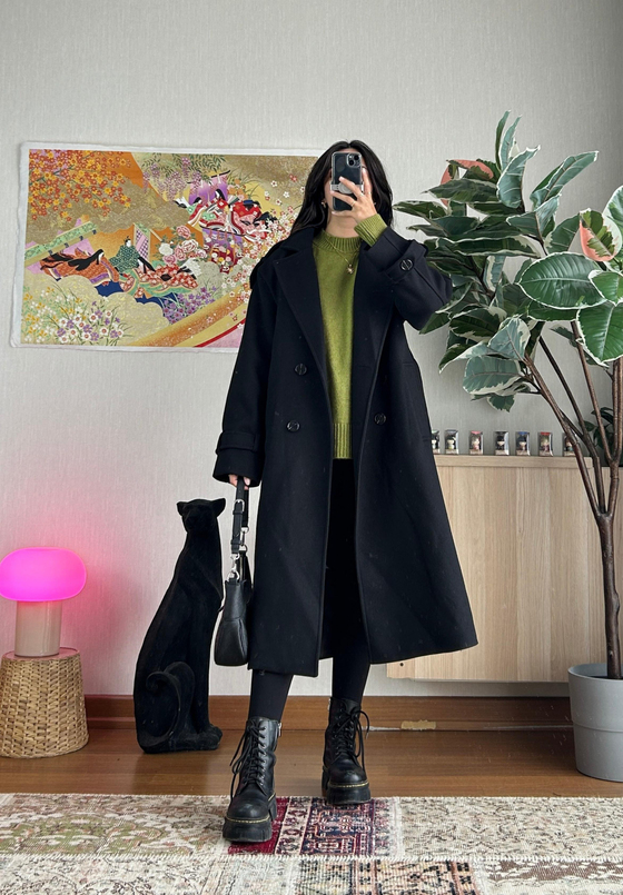Mizuki Kaşe Kaban Siyah 