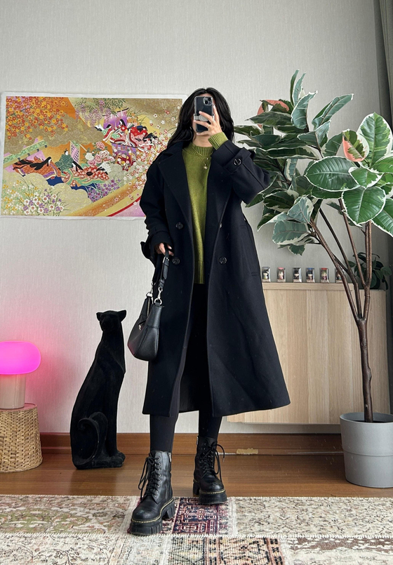 Mizuki Kaşe Kaban Siyah 
