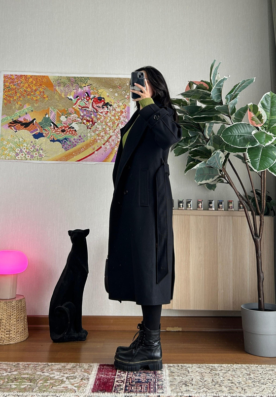 Mizuki Kaşe Kaban Siyah 