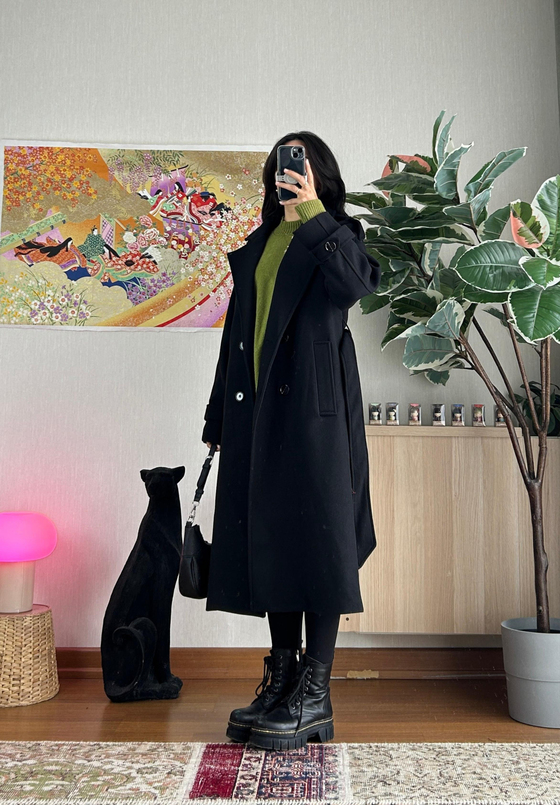 Mizuki Kaşe Kaban Siyah 