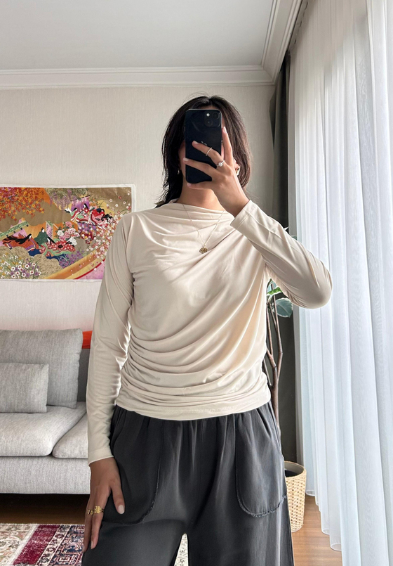Nagi Drape Detaylı Body Bej