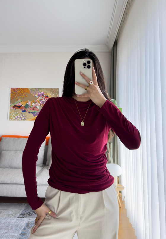 Nagi Drape Detaylı Body Bordo