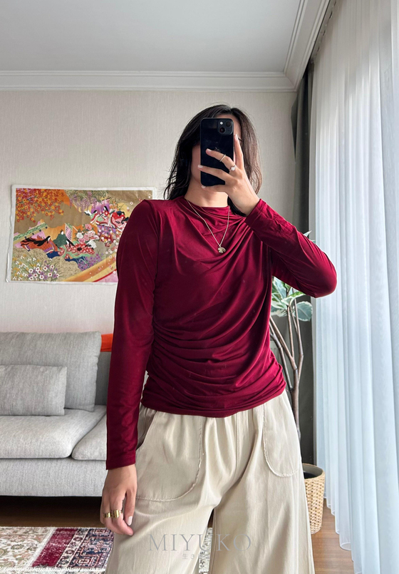 Nagi Drape Detaylı Body Bordo