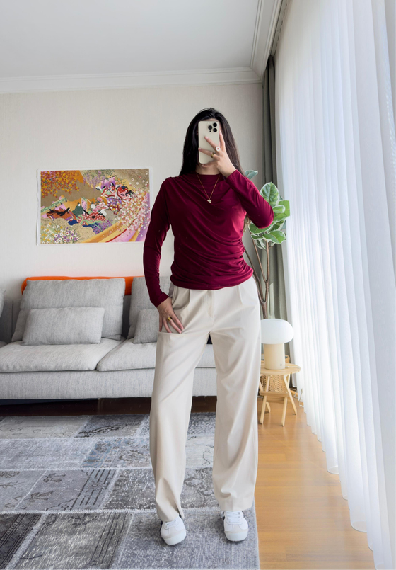 Nagi Drape Detaylı Body Bordo