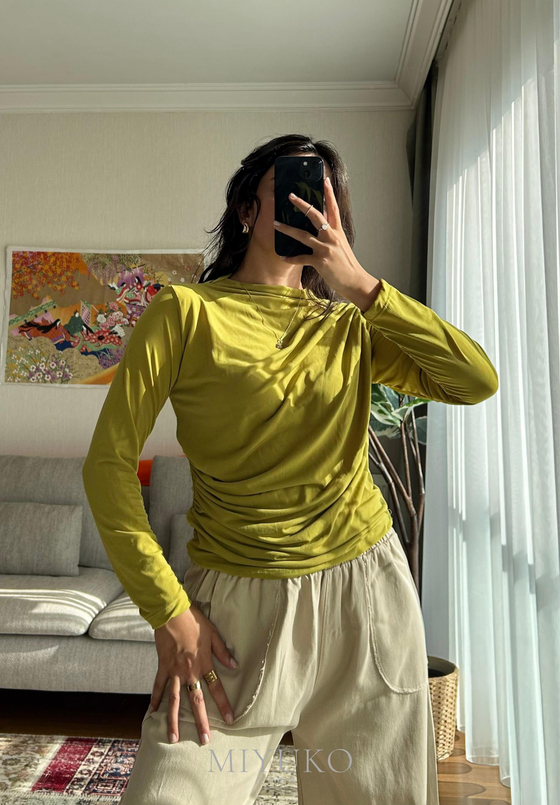 Nagi Drape Detaylı Body Yağ Yeşili