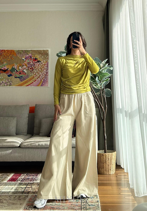 Nagi Drape Detaylı Body Yağ Yeşili
