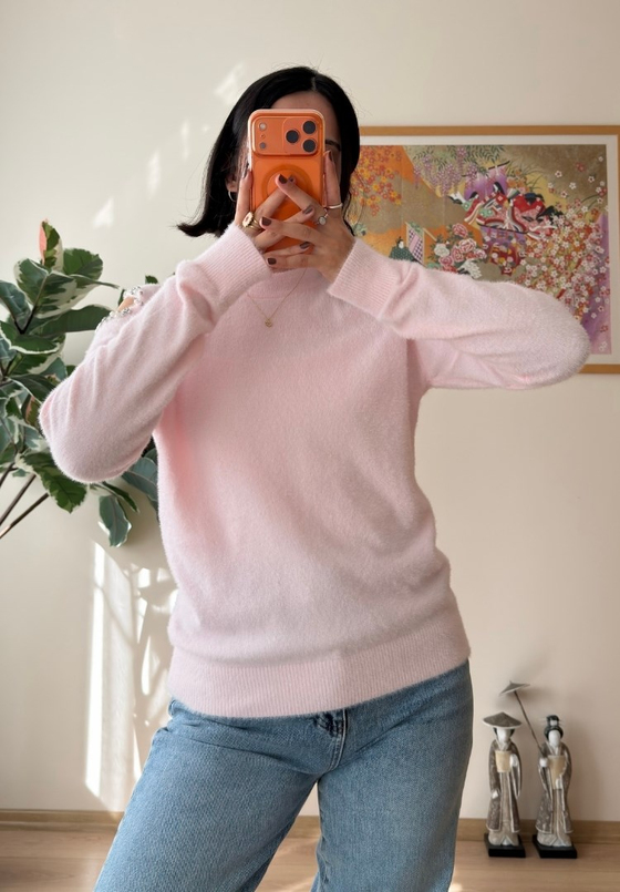 Omuz Dekolteli Yumoş Bluz Pembe