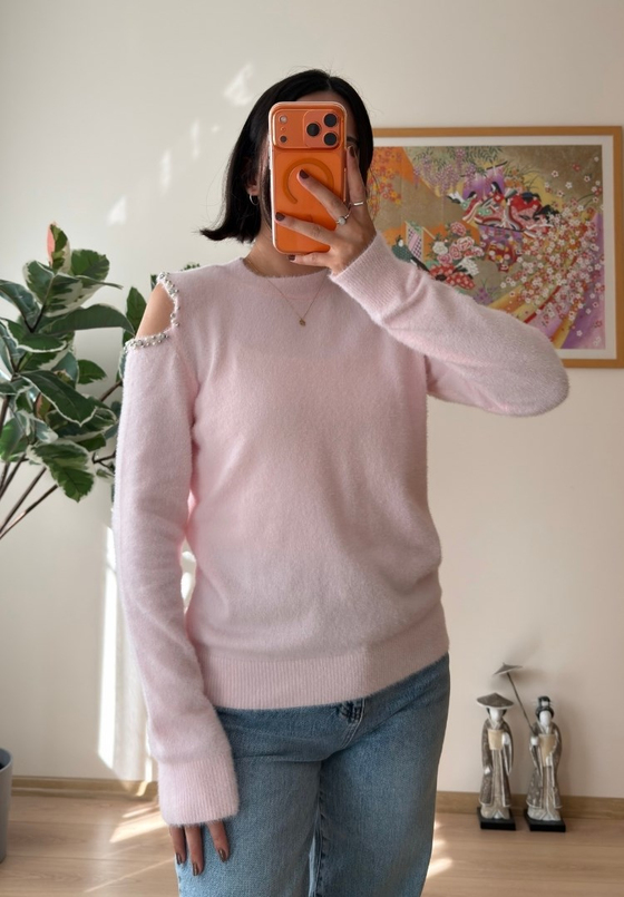 Omuz Dekolteli Yumoş Bluz Pembe