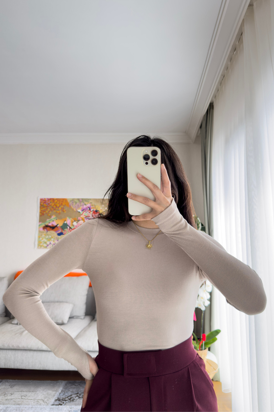 Os Parmak Geçmeli Body Bej