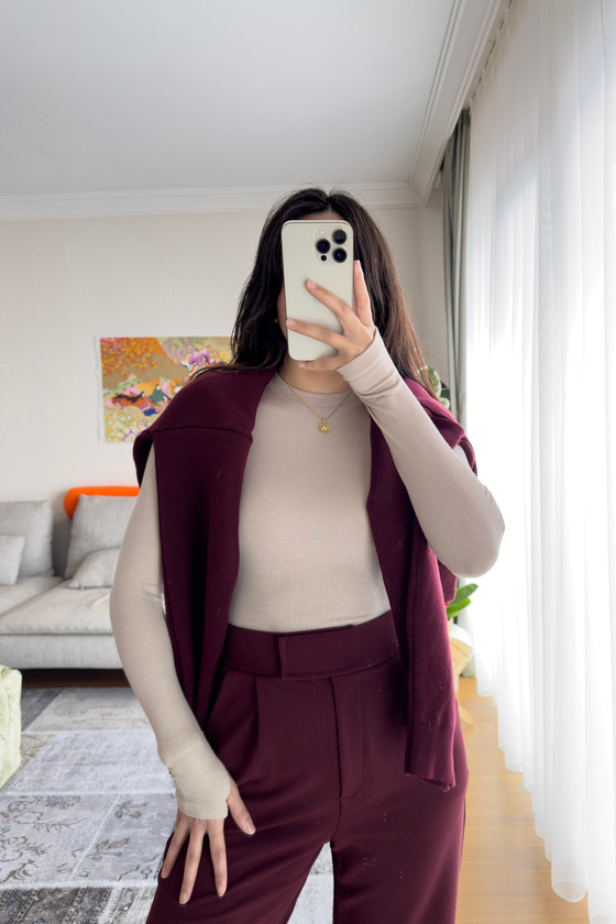 Os Parmak Geçmeli Body Bej