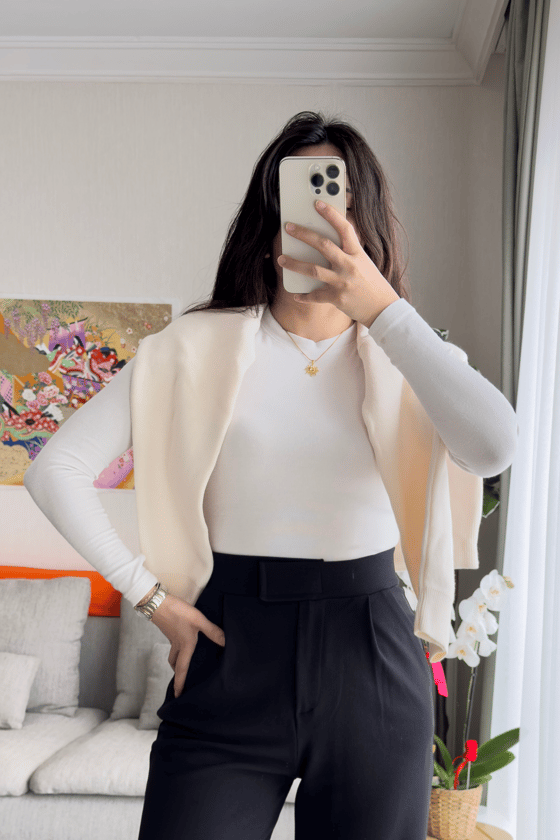 Os Parmak Geçmeli Body Ekru