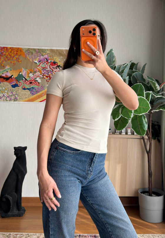 Oys Basic Fit T-Shirt Bej