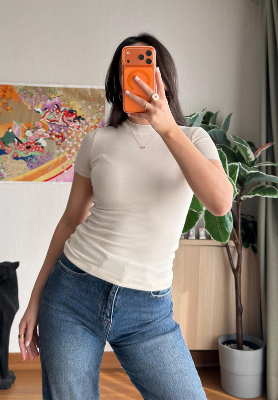 Oys Basic Fit T-Shirt Bej