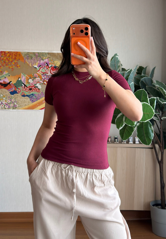 Oys Basic Fit T-Shirt Bordo