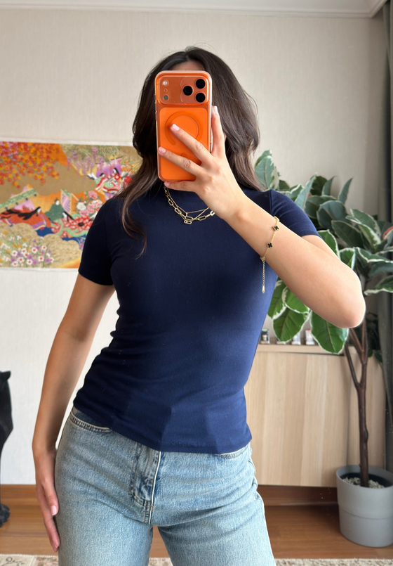 Oys Basic Fit T-Shirt Lacivert