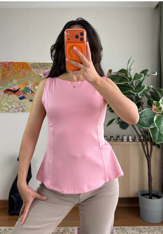 Rivay Volanlı Bluz Pembe