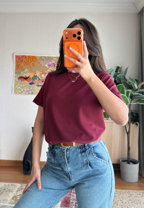 Saika Basic T-Shirt Bordo