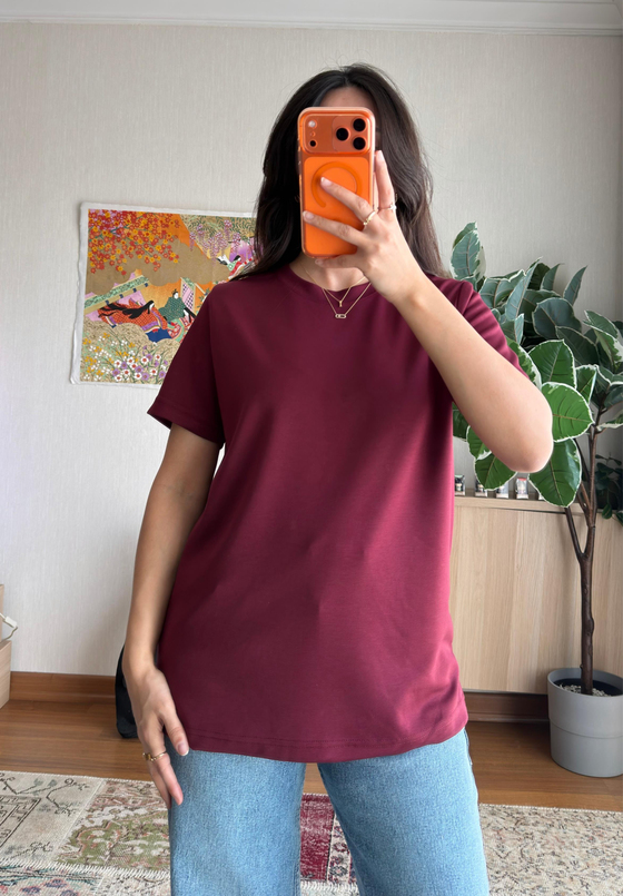 Saika Basic T-Shirt Bordo
