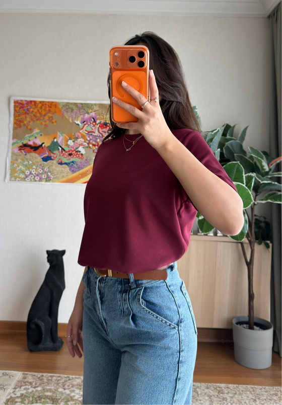 Saika Basic T-Shirt Bordo