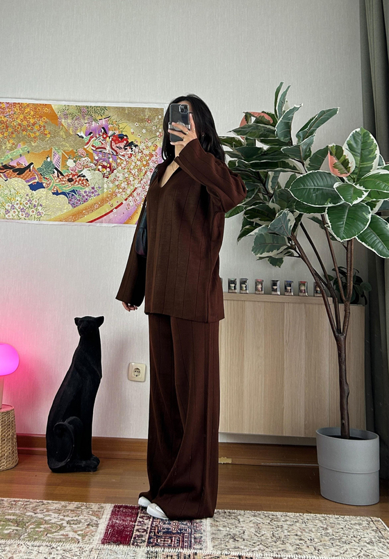Saori Polo Yaka Takım Kahve