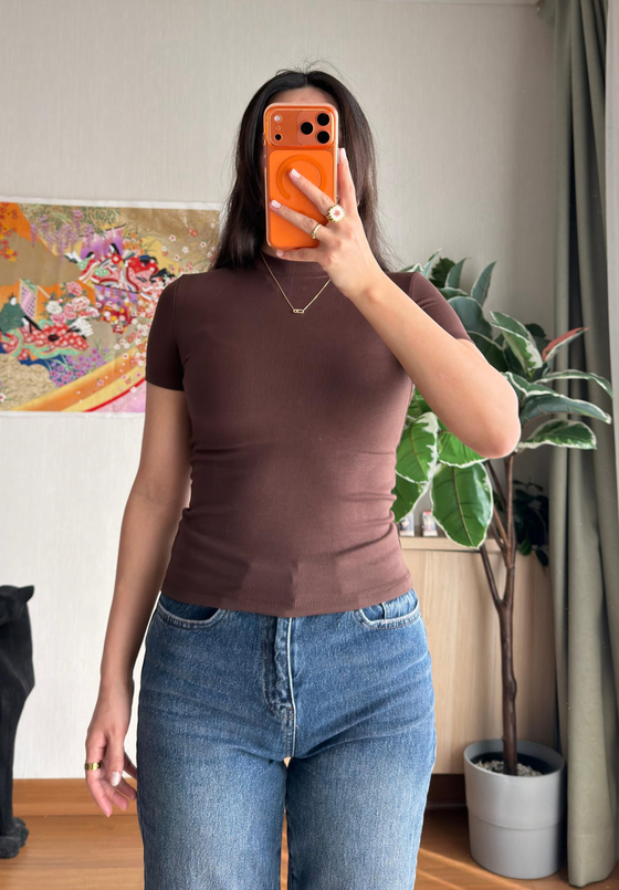 Sayo Basic Fit T-Shirt Kahve