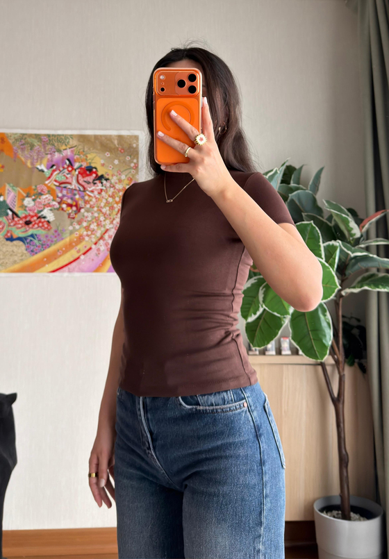 Sayo Basic Fit T-Shirt Kahve