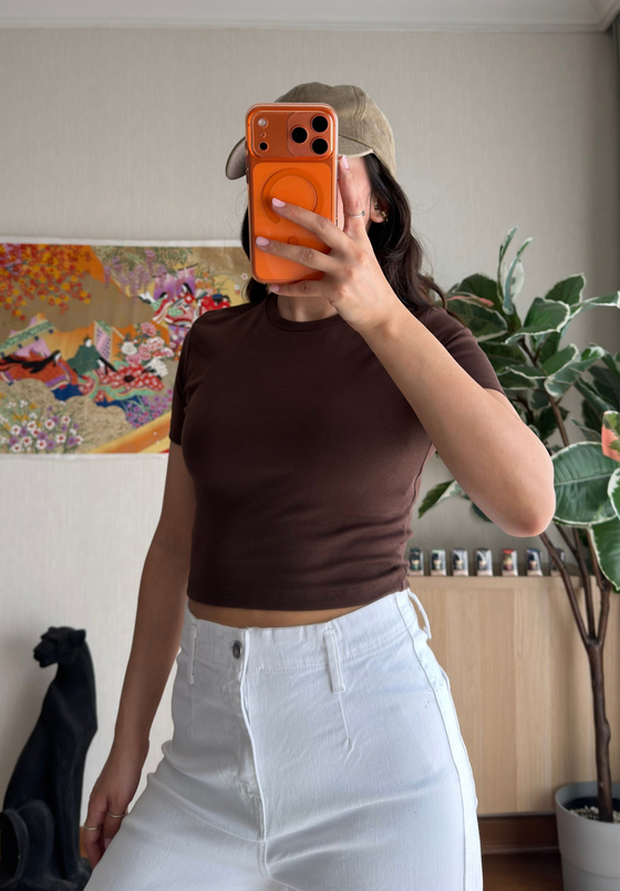 Yoko Basic Fit T-Shirt Kahve
