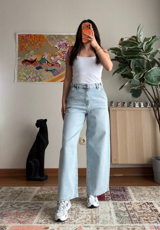 Yui Apoletli Geniş Paça Jean 