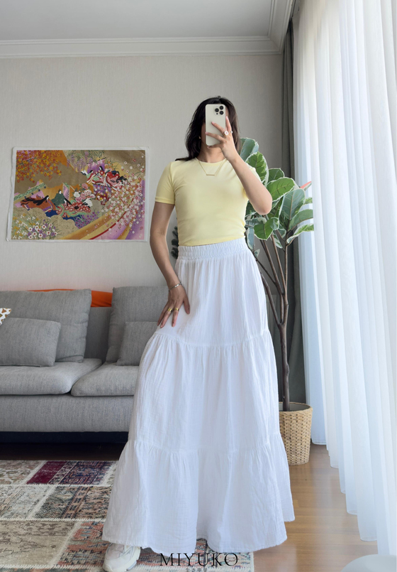 Yuka Katlı Müslin Etek