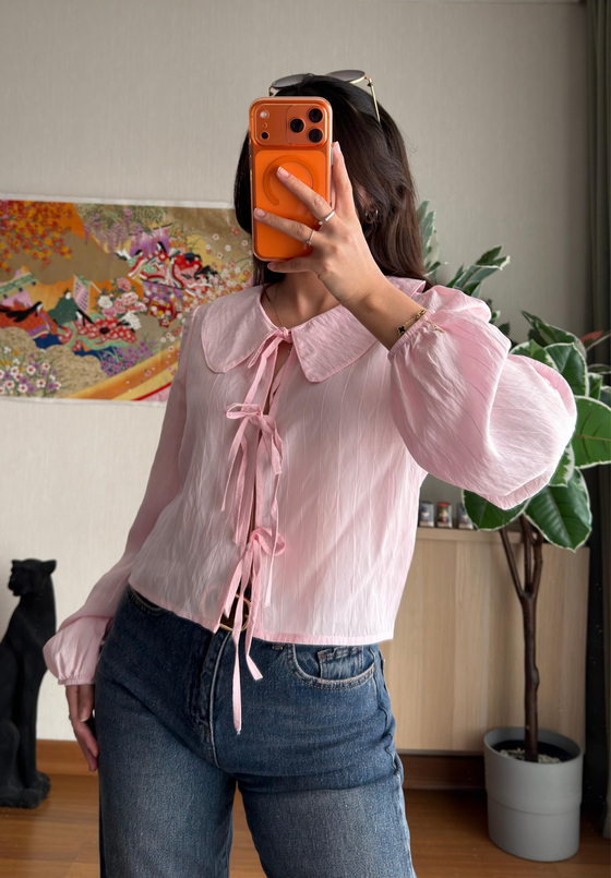 Yume Bebe Yaka Bağlamalı Bluz Pembe
