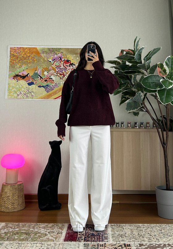 Yurika Oversize kazak Bordo
